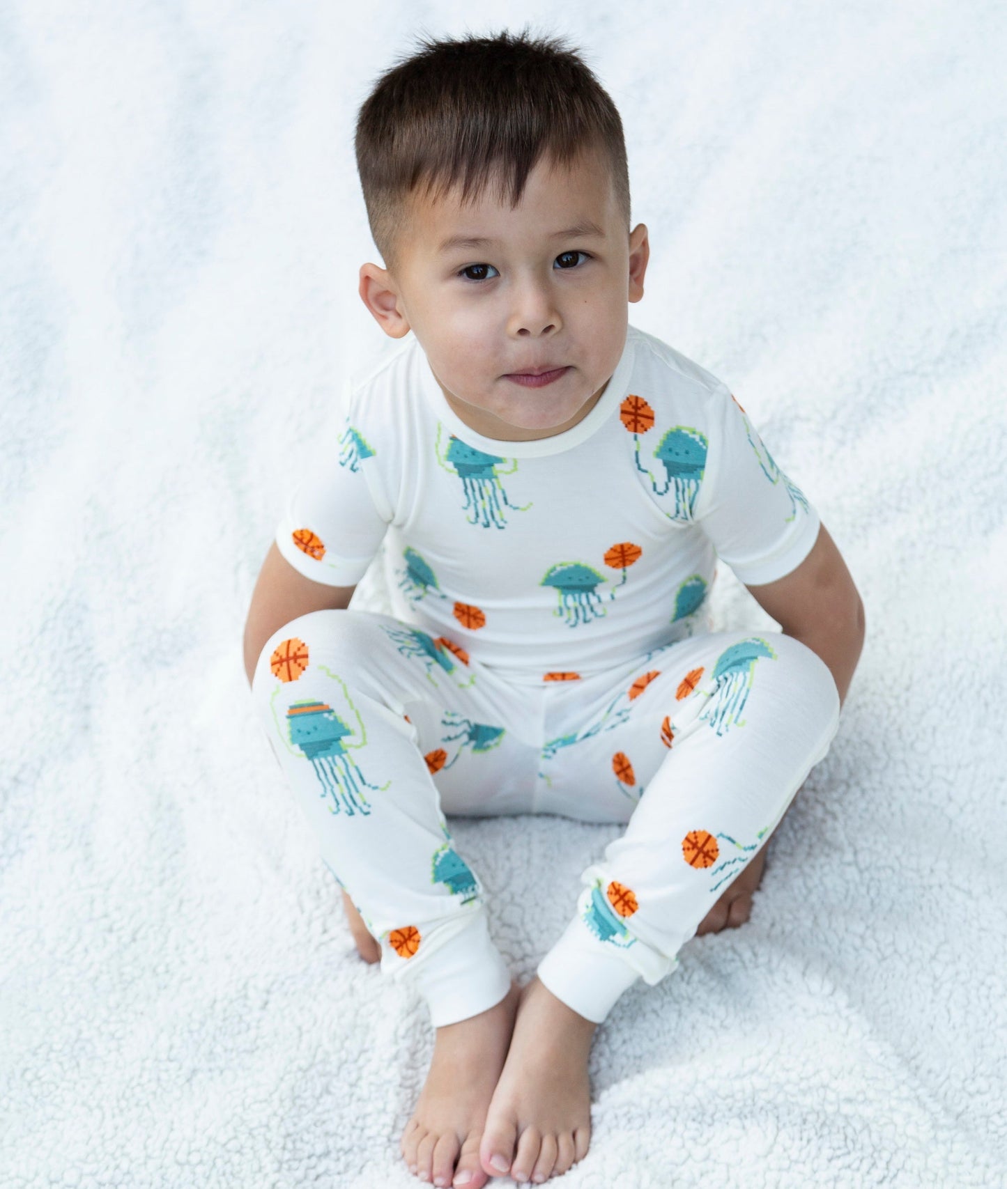 Boys Bamboo Short Sleeve Pajama Set (Pixel Jelly Print)