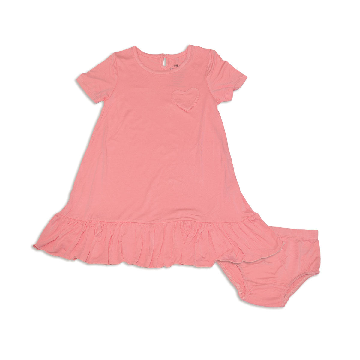 Bamboo Short Sleeve Pocket Dress with Bloomer (Pink Lemonade)
