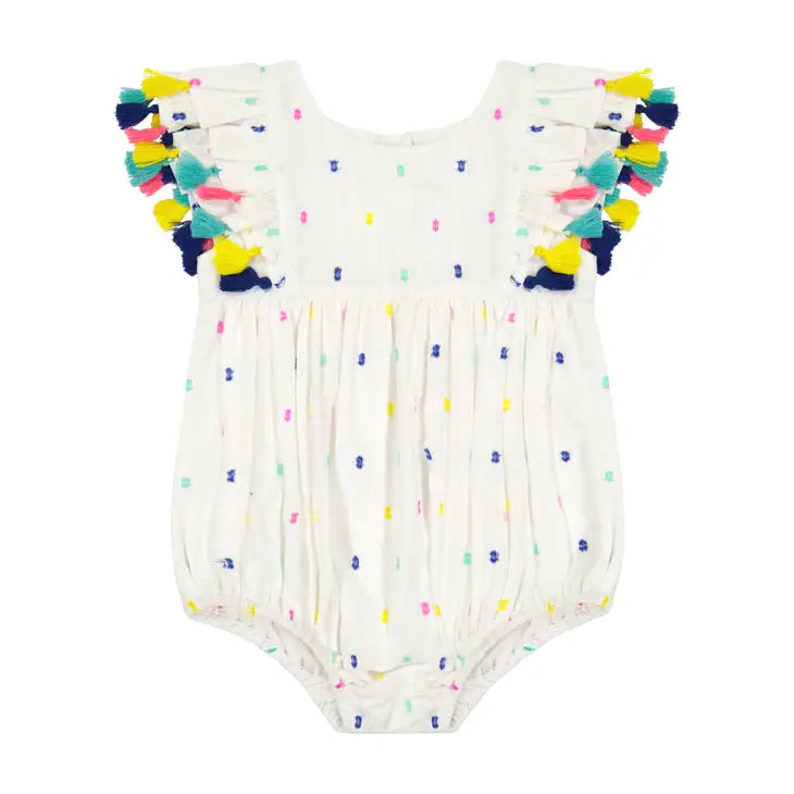 Baby Girl Anna Romper in Confetti Swiss Dot
