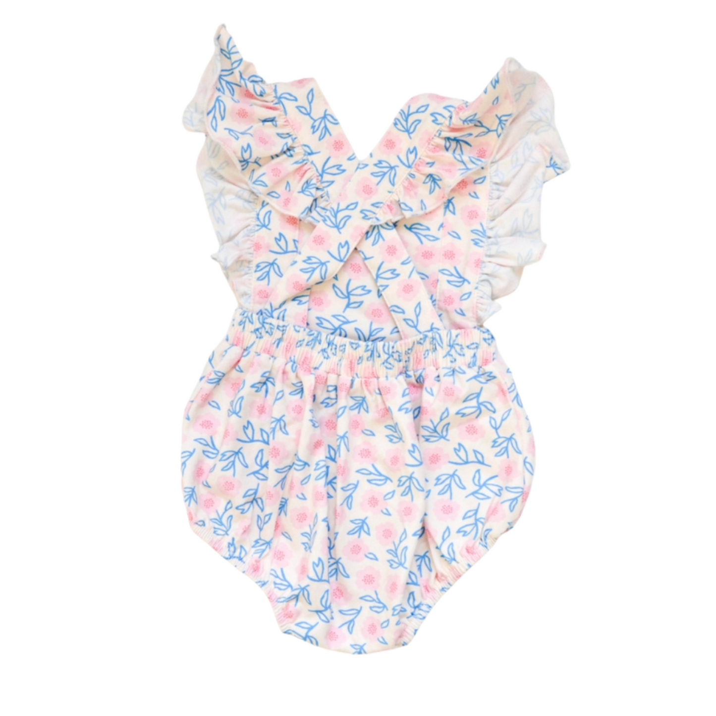Our Emmy Romper is super soft and stretchy for little ones who love to move! This adorable spring print is the perfect little sister summer outfit for our matching Olivia Dress! Featuring ruffled details along the shoulders and down the back, as well as adjustable straps for growing babes. A three-snap closure makes for easy diaper changes.