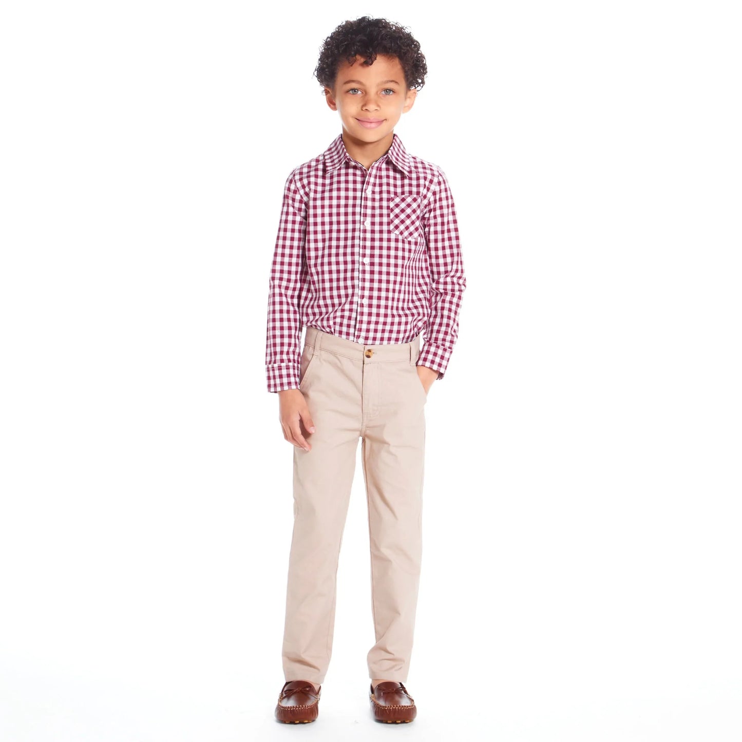 Boys Red Gingham Button Down