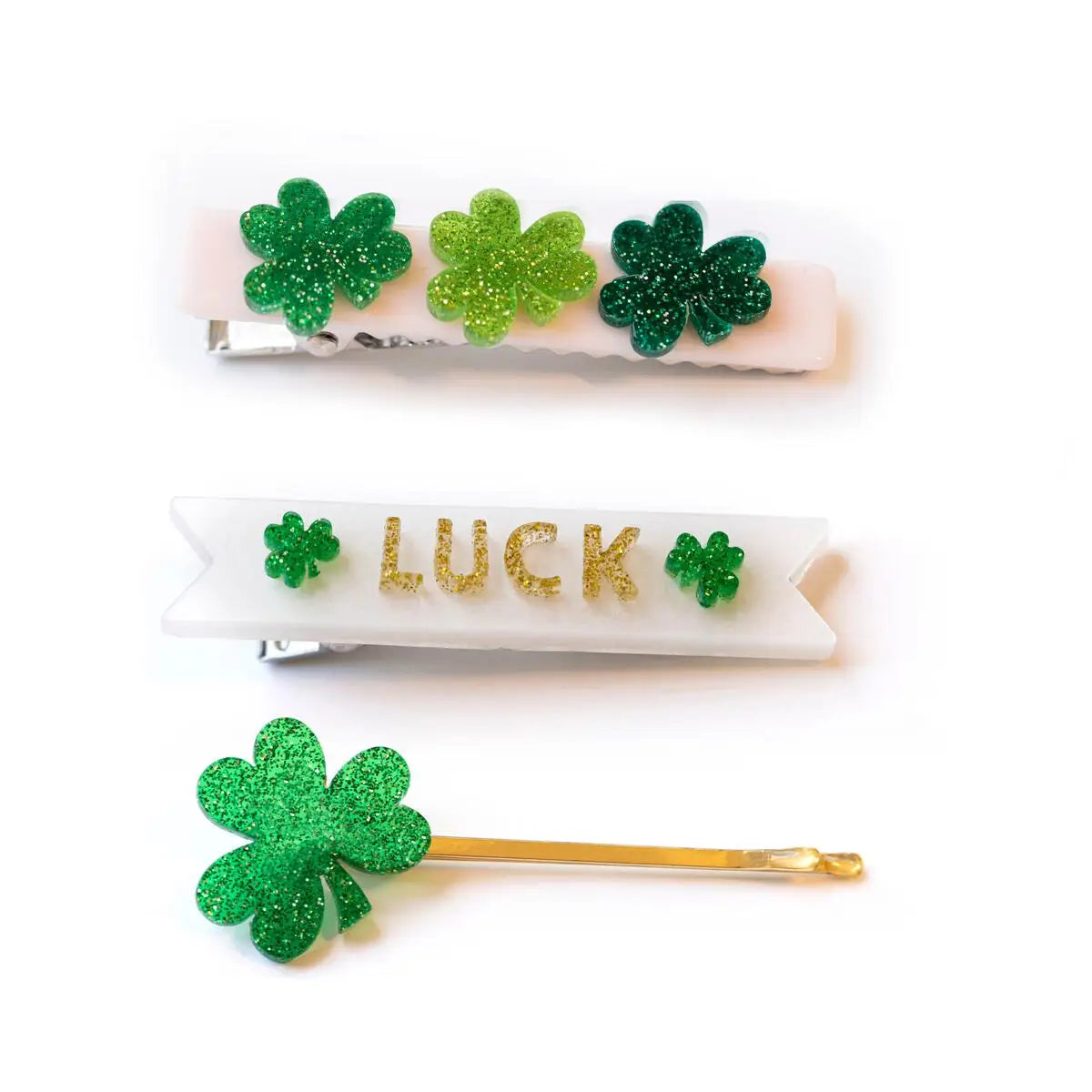 Lucky Charms Green Alligator Clips (Set of 3)
