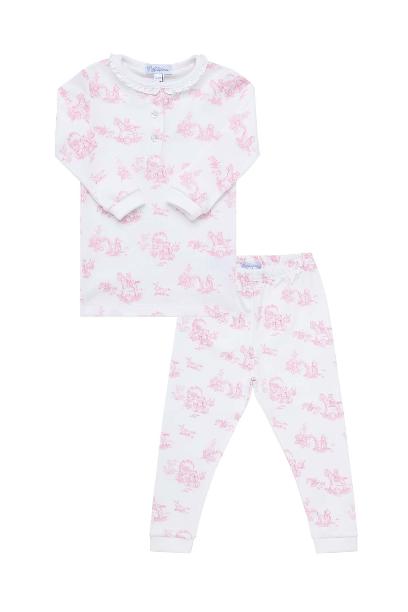 Girls Pink Toile Pima Cotton Pajamas